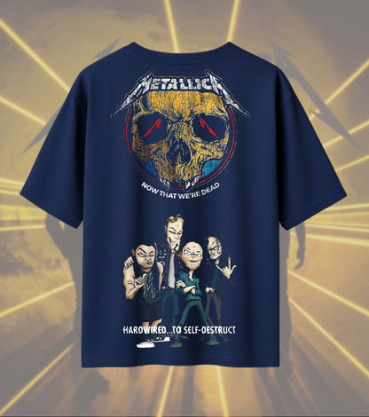 Metallica Hardwired to Self-Destruct Graphic T-Shirt | Now That We’re Dead Artwork | Premium Cotton Unisex Oversized T-Shirt | Navy