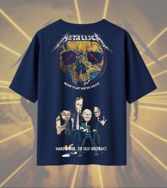 Metallica Hardwired to Self-Destruct Graphic T-Shirt | Now That We’re Dead Artwork | Premium Cotton Unisex Oversized T-Shirt | Navy