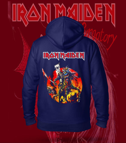 Iron Maiden Infernal Warrior Eddie Hoodie – 300 GSM Heavyweight Cotton – Navy back print