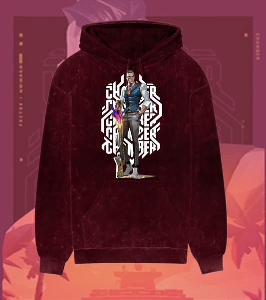 Chamber | Valorant – Deadly Elegance Acid Wash Hoodie