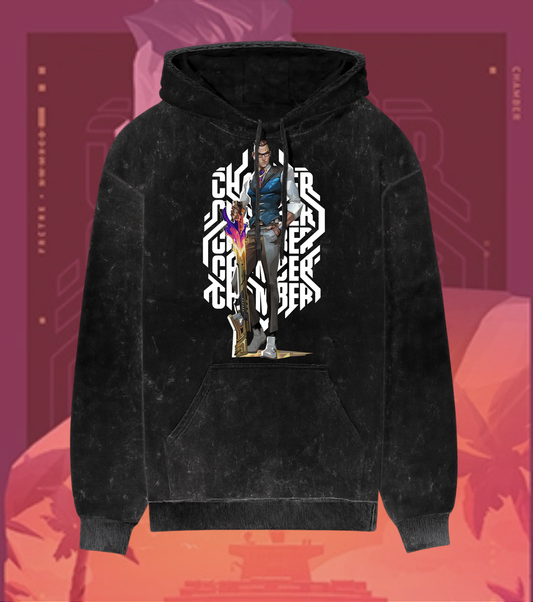 Chamber | Valorant – Deadly Elegance Acid Wash Hoodie