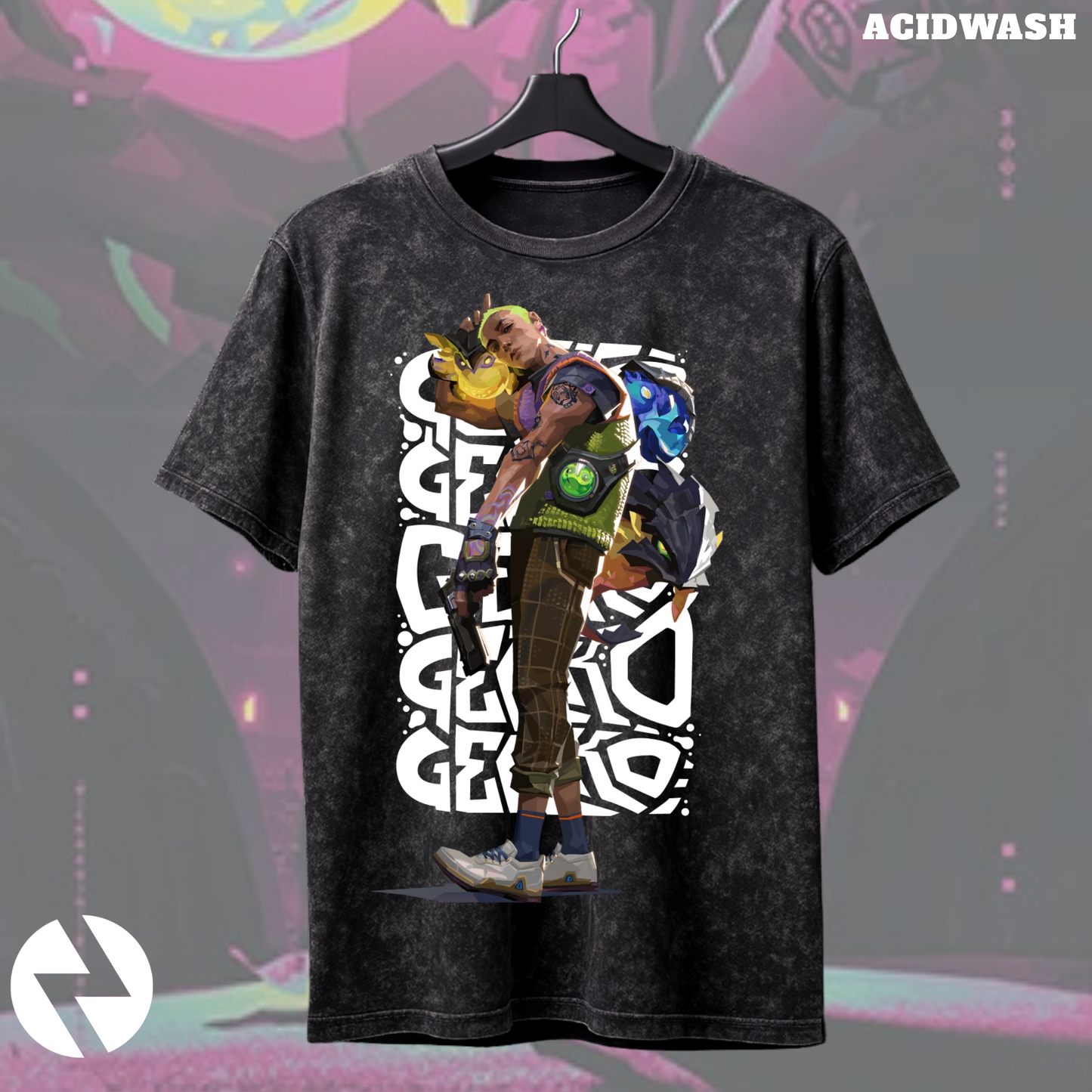 Gekko | Valorant – Creature Crew Acid Wash Tee