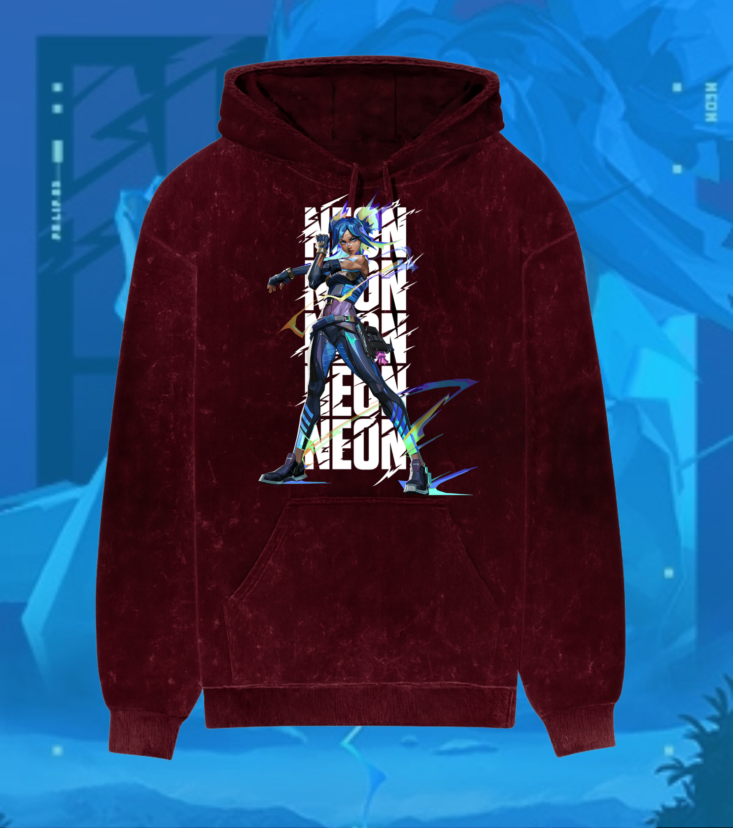 Neon | Valorant – Speed Surge Acid Wash Hoodie