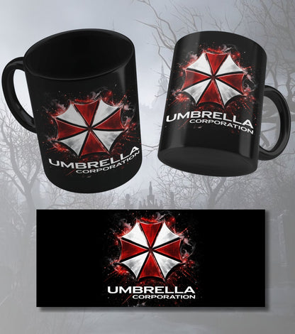 Resident Evil Umbrella Corporation Black Mug – Red & White Logo Gaming Coffee Cup