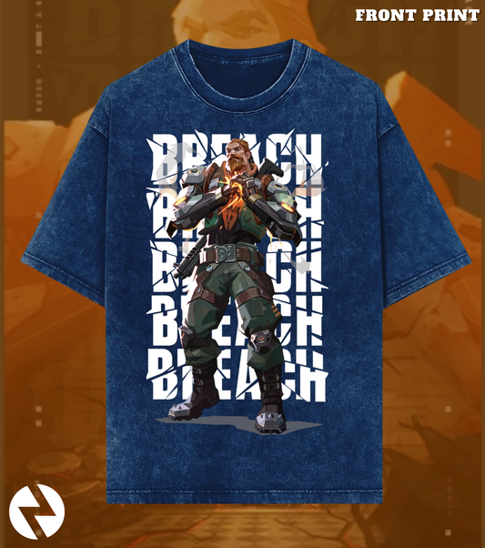 Breach | Valorant – Earthshaker 240 GSM Oversized Acid Wash Tee