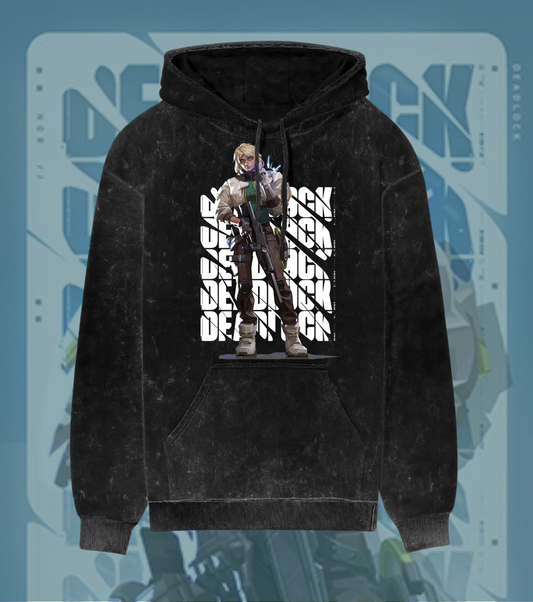Deadlock | Valorant – Iron Grip Acid Wash Hoodie