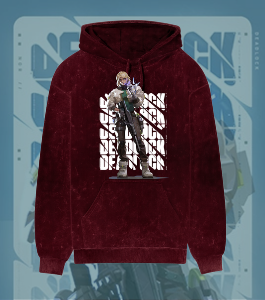 Deadlock | Valorant – Iron Grip Acid Wash Hoodie