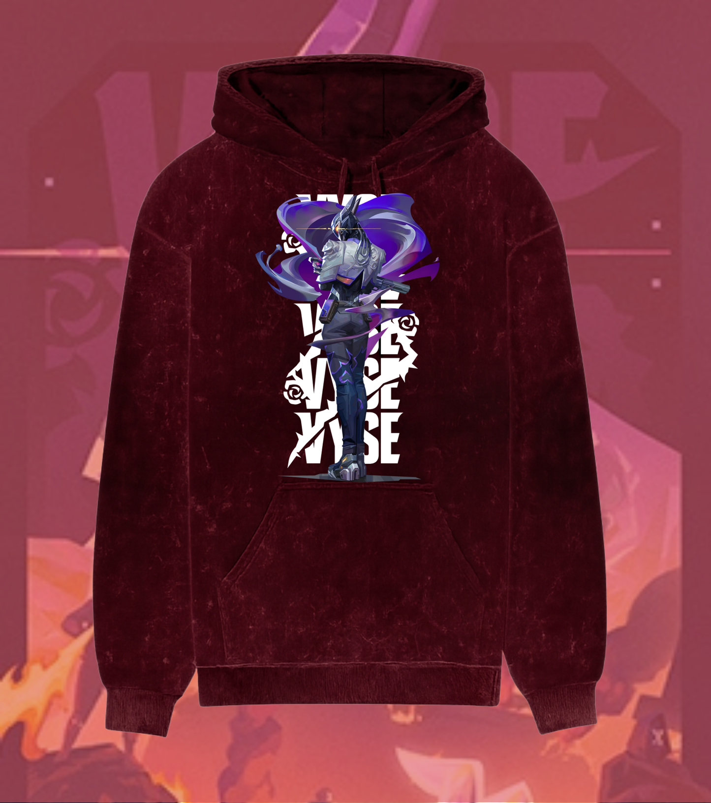 Vyse | Valorant – Shadow Serpent Acid Wash Hoodie