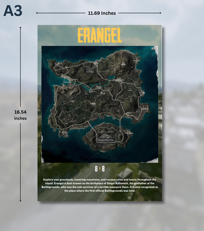 BGMI Map Wall Art Set – 300 GSM High Matte Finish