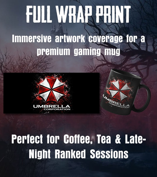 Resident Evil Umbrella Corporation Black Mug – Red & White Logo Gaming Coffee Cup