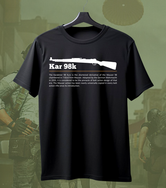 Kar 98k Classic Sniper Tee – 180 GSM | Iconic Bolt-Action Rifle Bgmi