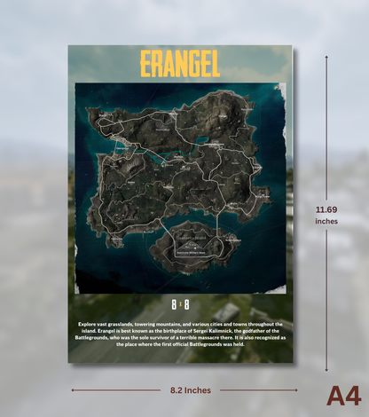 BGMI Map Wall Art Set – 300 GSM High Matte Finish