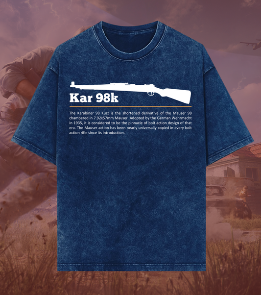 Kar 98k Marksman Oversized Tee – 240 GSM Acid Wash | Vintage Sniper BGMI