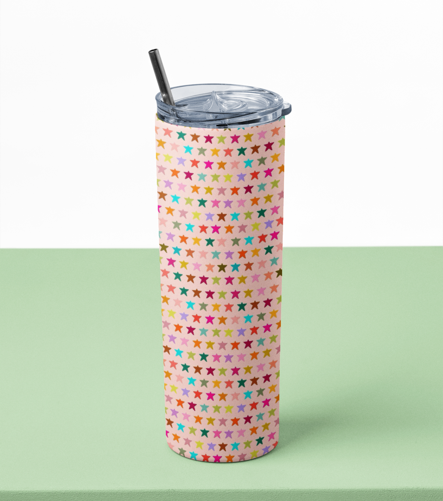 Pastel Rainbow Star Stainless Steel Tumbler – 591 ml