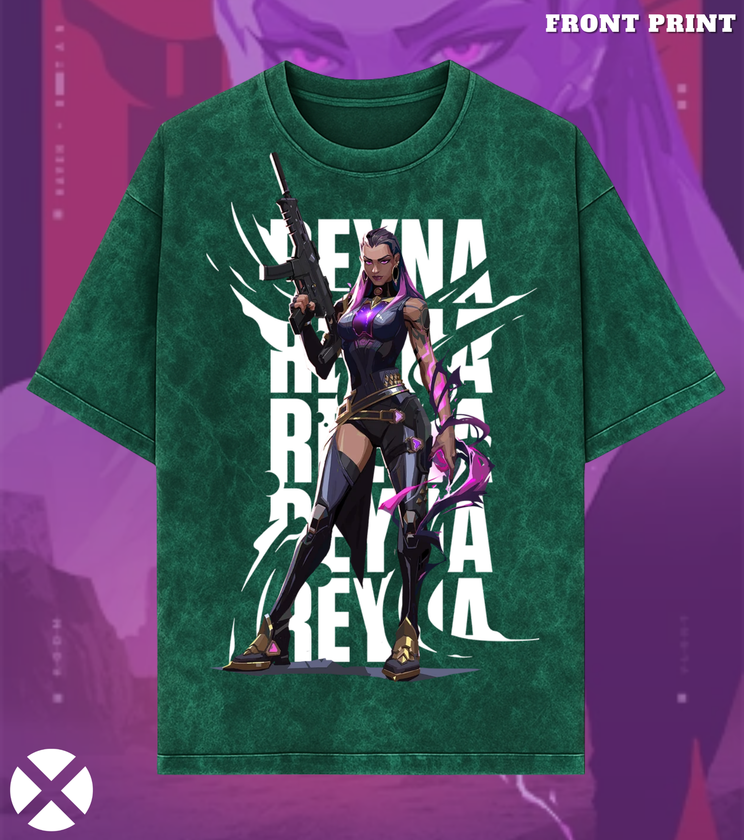 Reyna | Valorant – Empress of Shadows 240 GSM Oversized Acid Wash Tee