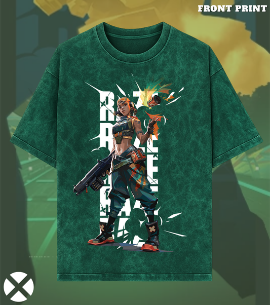 Raze | Valorant – Blast Artist 240 GSM Oversized Acid Wash Tee