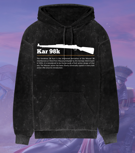 Kar 98k Stealth Sniper Hoodie – 300 GSM Acid Wash | Bolt-Action Legend BGMI