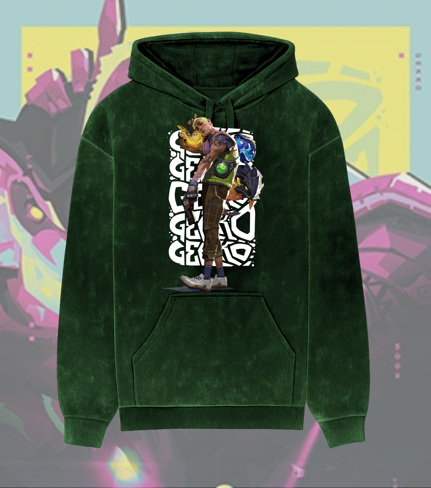 Gekko | Valorant – Creature Crew Acid Wash Hoodie