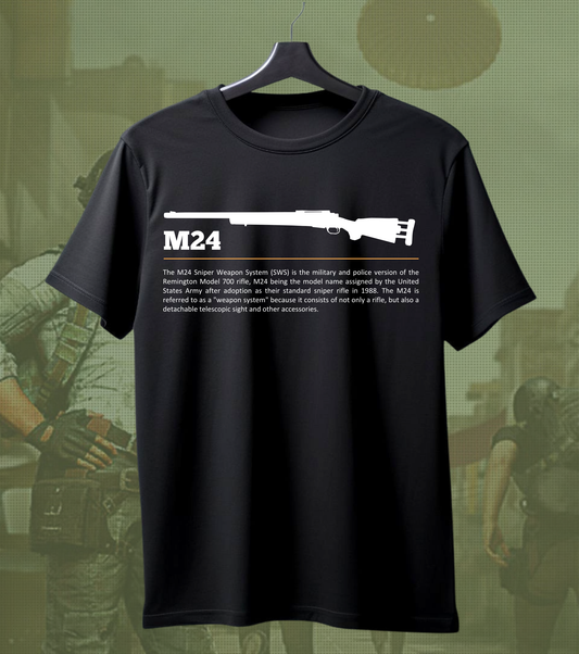 M24 Classic Sniper Tee – 180 GSM | Precision Bolt-Action Print BGMI