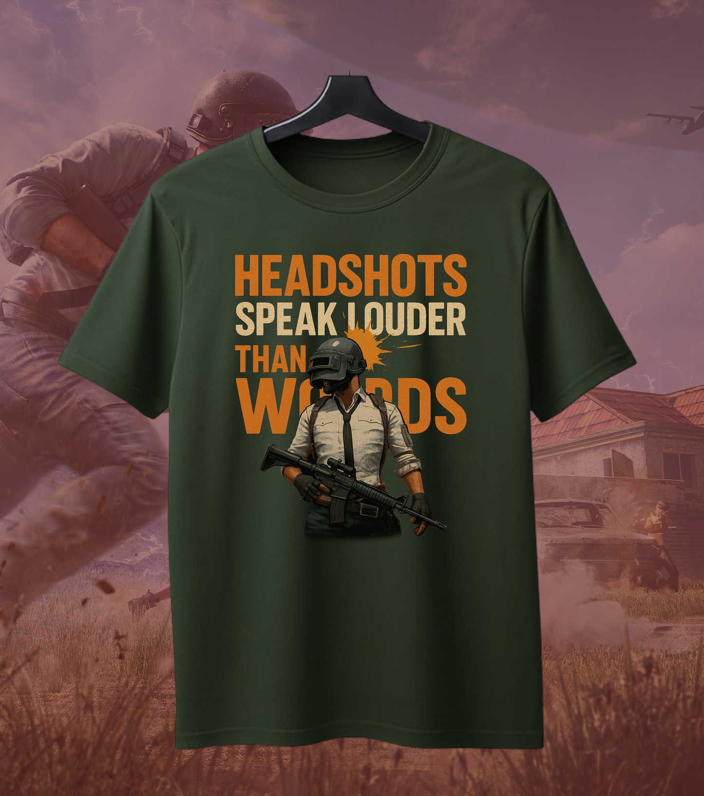 Headshots Speak Louder Than Words T-Shirt – Battle Royale Gamer Tee