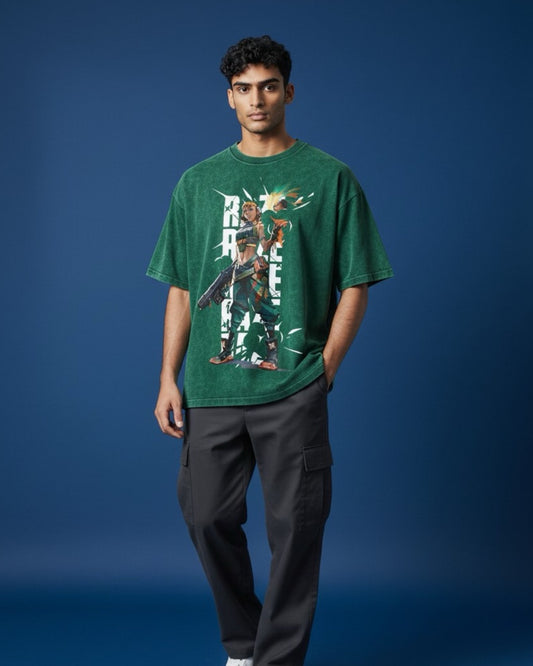 Raze | Valorant – Blast Artist 240 GSM Oversized Acid Wash Tee