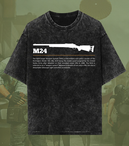 M24 Marksman Oversized Tee – 240 GSM Acid Wash | Elite Sniper Edition