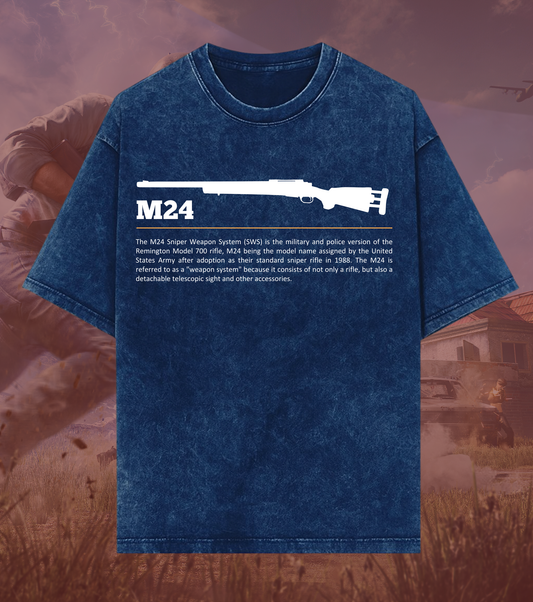 M24 Marksman Oversized Tee – 240 GSM Acid Wash | Elite Sniper Edition