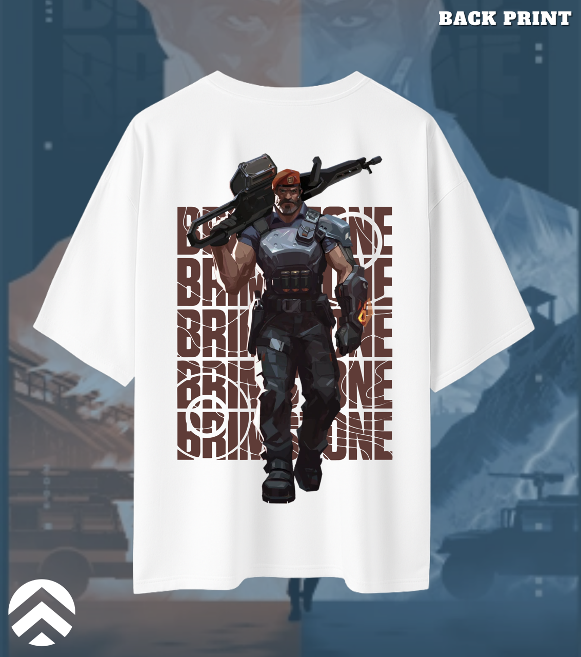Valorant Brimstone Oversized T-Shirt – Commanding Fire Print (240 GSM)