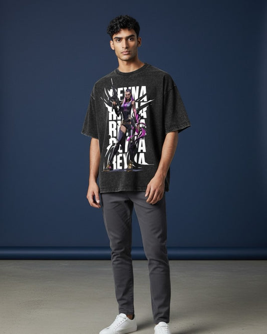 Reyna | Valorant – Empress of Shadows 240 GSM Oversized Acid Wash Tee clearance