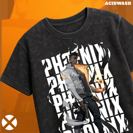 Phoenix | Valorant – Blazing Rebirth Acid Wash Tee