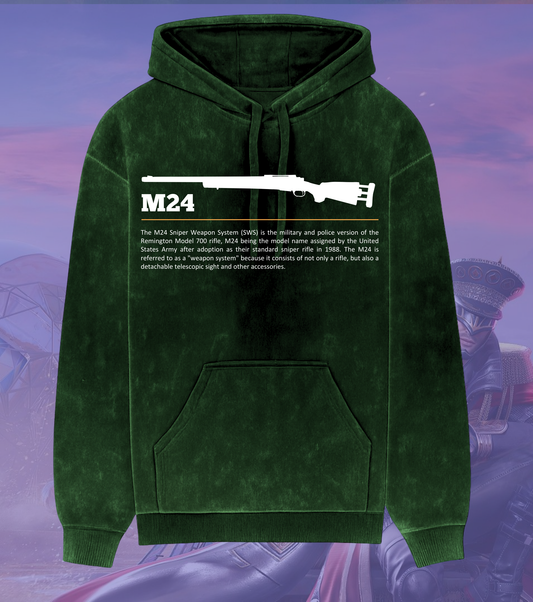 M24 Stealth Sniper Hoodie – 300 GSM Acid Wash | Bolt-Action Icon BGMI