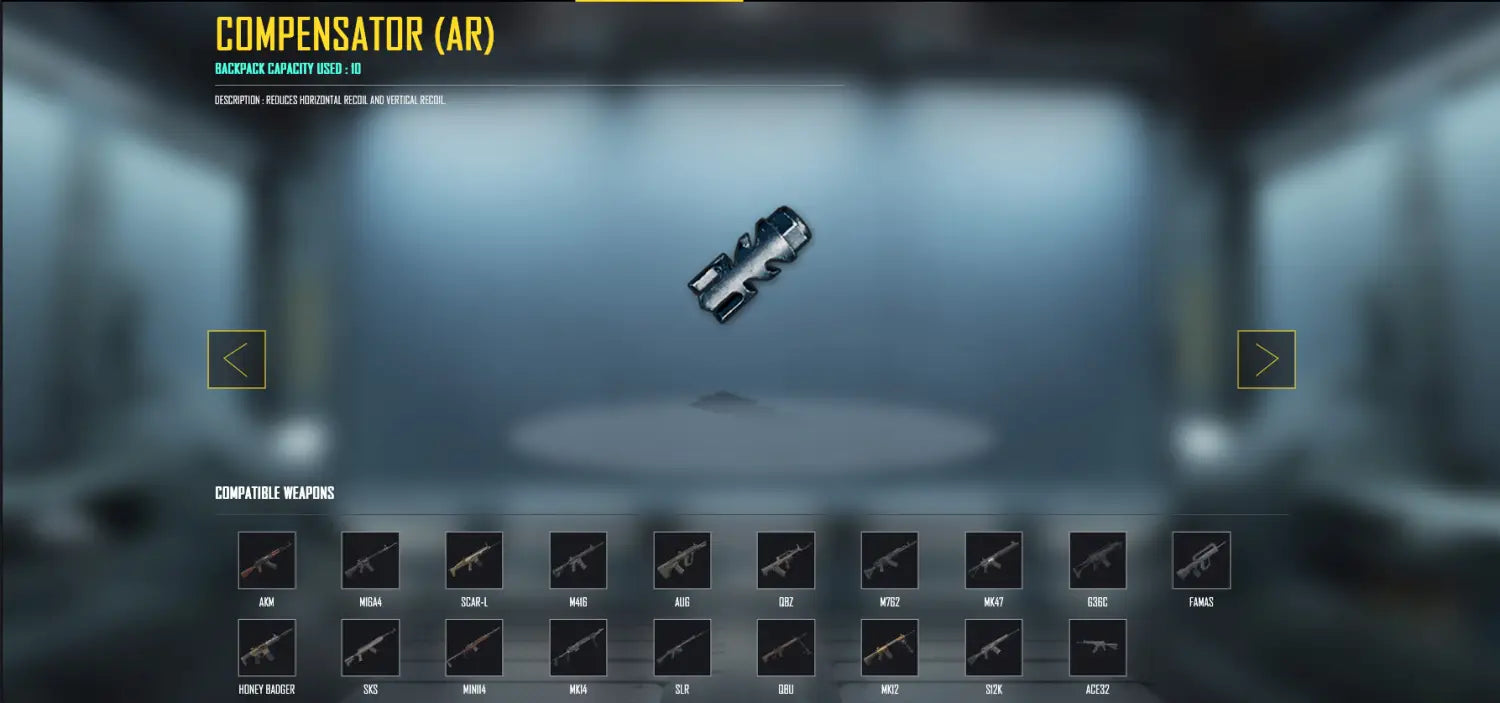 bgmi best attachments compensator ar recoil control guide pubg mobile gun recoil reduction bowchika