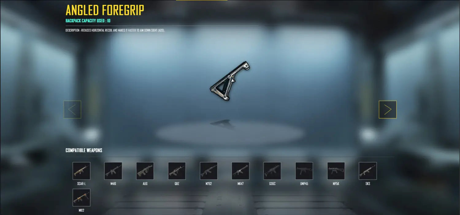 bgmi angled foregrip best grip for fast ads speed pubg mobile recoil control bowchika