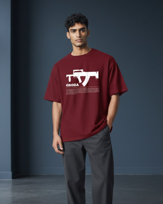 Groza Airdrop Beast Tee – 180 GSM | Legendary Drop Weapon Print Clearance Sell