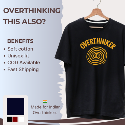 Overthinker Spiral  – Black & Mustard Regular T-Shirt