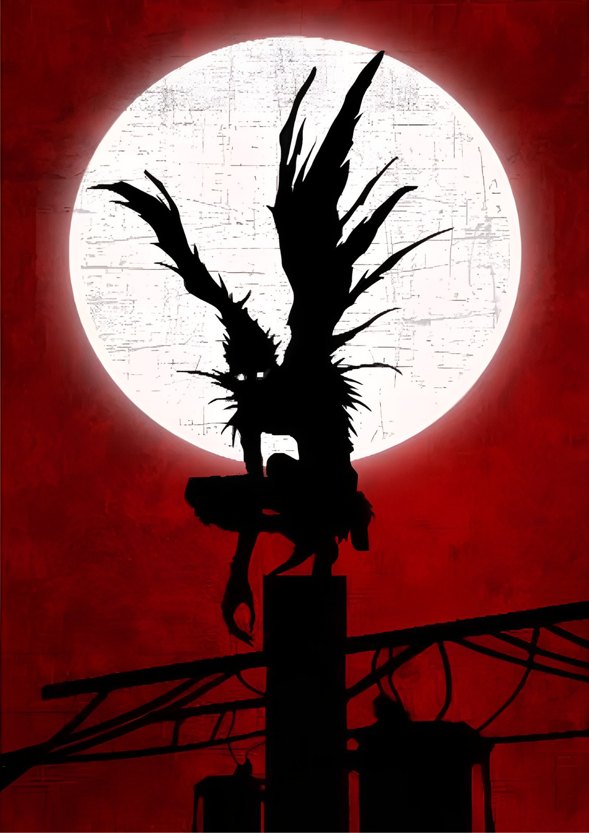 Death Note Ryuk Silhouette Poster | Full Moon Anime Wall Art