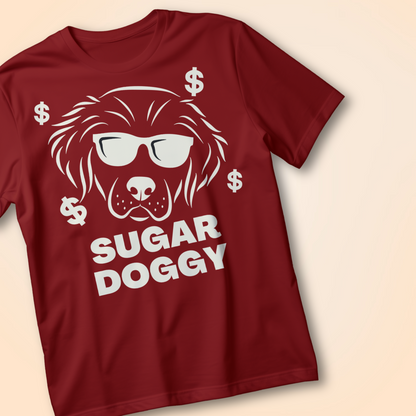 SUGAR DOGGY” Cool Pup Tee – Funny Graphic Dog Shirt with Sunglasses