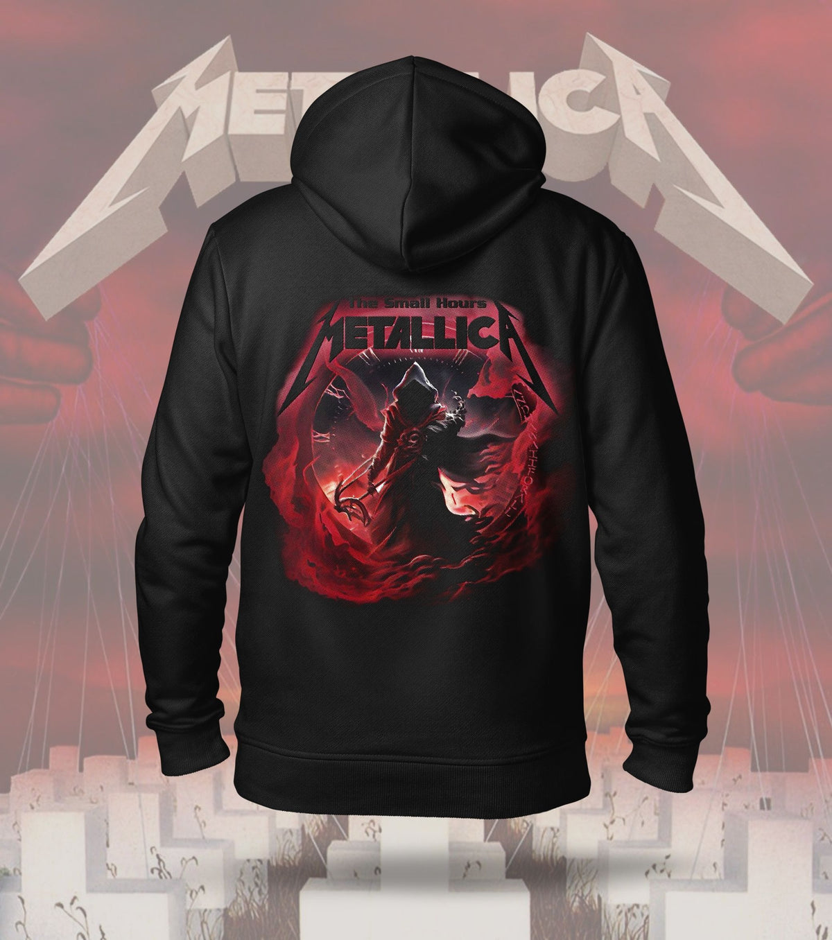 Metallica Crimson Demon Graphic Hoodie – 300 GSM Heavyweight Cotton – Black back print