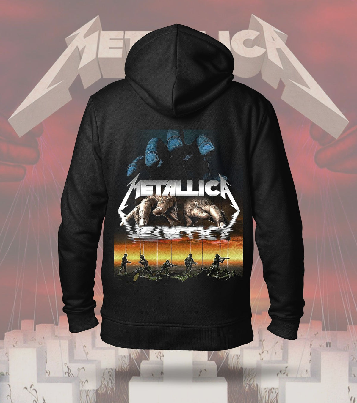 Metallica Surreal Hands Graphic Hoodie – 300 GSM Heavyweight Cotton – Black back print