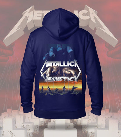 Metallica Surreal Hands Graphic Hoodie – 300 GSM Heavyweight Cotton – Navy back print