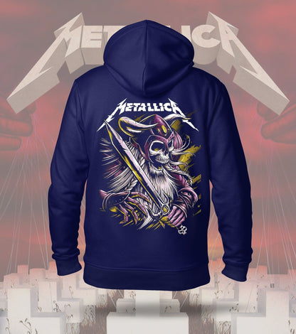Metallica Mystic Purple Warrior Graphic Hoodie – 300 GSM Heavyweight Cotton – Navy back print
