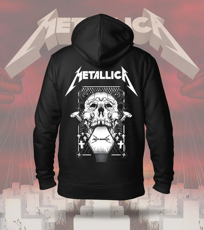 Metallica Graveyard Skull Graphic Hoodie – 300 GSM Heavyweight Cotton – Black back print