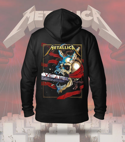 Metallica Skull Warrior Graphic Hoodie – 300 GSM Heavyweight Cotton – Black back print