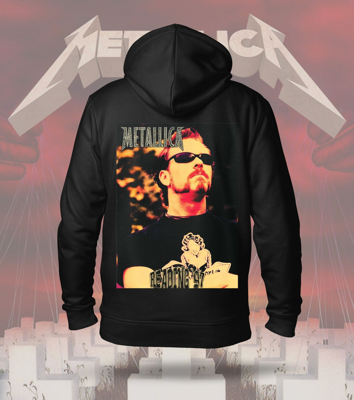 Metallica Master of Puppets & Hetfield Dual Print Hoodie – 300 GSM Heavyweight Cotton – Black back print