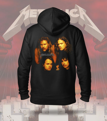 Metallica Band Portrait Graphic Hoodie – 300 GSM Heavyweight Cotton – Black back print
