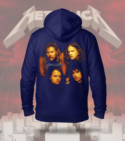 Metallica Band Portrait Graphic Hoodie – 300 GSM Heavyweight Cotton – Navy back print