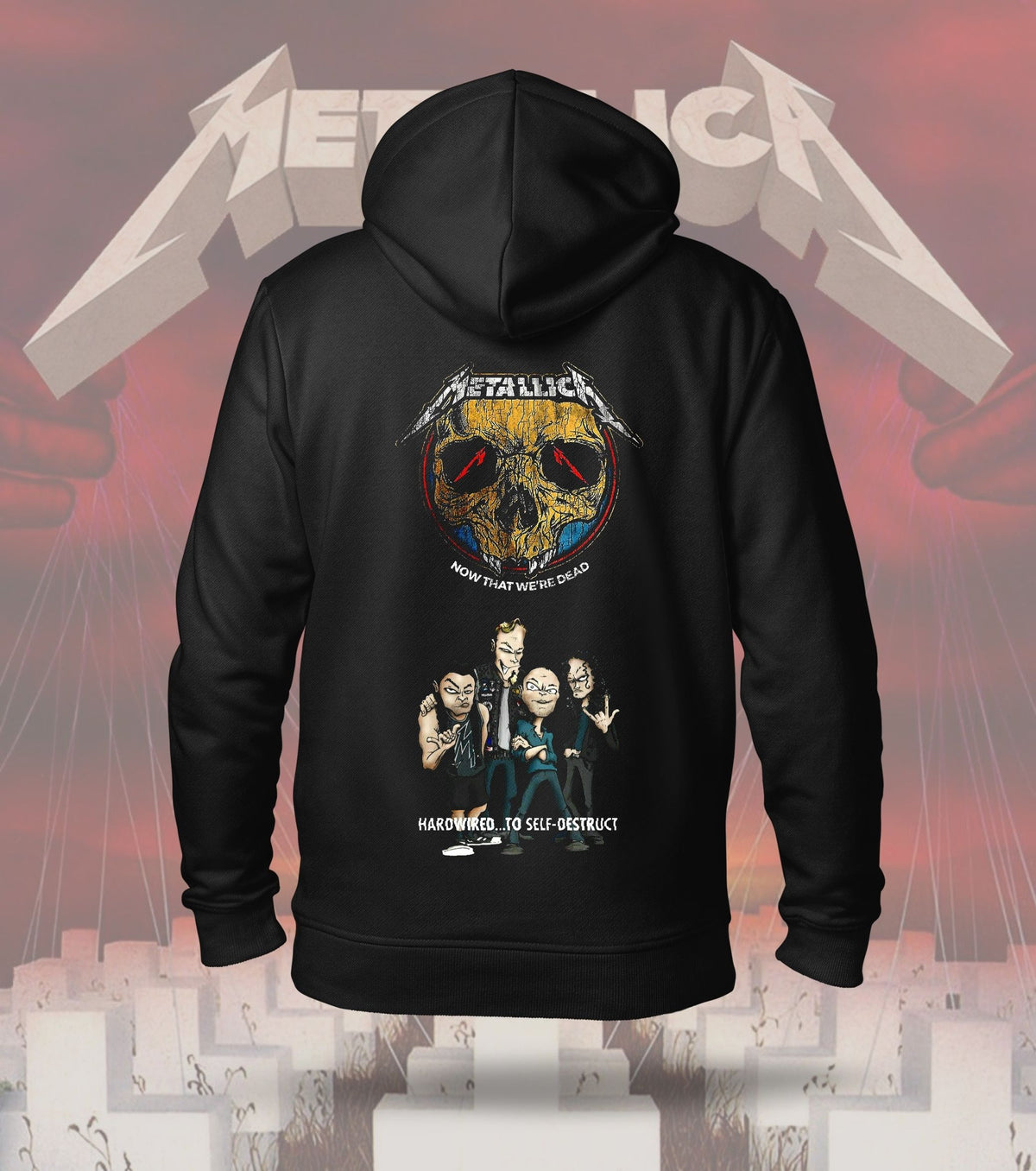 Metallica Hardwired Band Graphic Hoodie – 300 GSM Heavyweight Cotton – Black back print