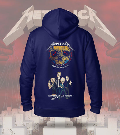 Metallica Hardwired Band Graphic Hoodie – 300 GSM Heavyweight Cotton – Navy back print