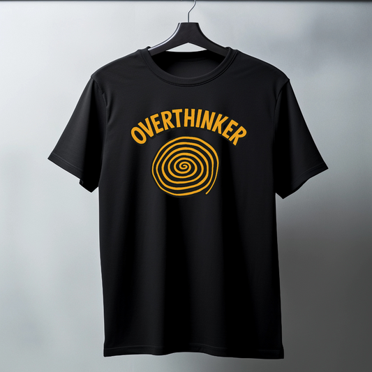 Overthinker Spiral  – Black & Mustard Regular T-Shirt