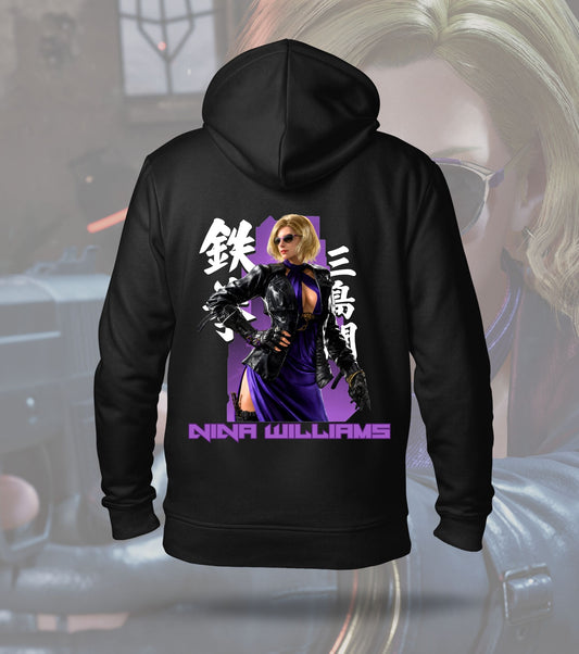 Tekken Crimson Clash hoodie back print, black colour